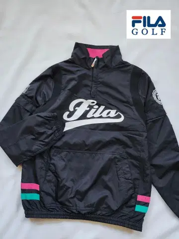 휠라골프 2WAY 방풍 하프 지퍼 풀오버 블루종