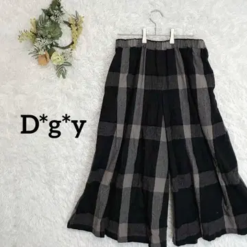 [디지이와이] 가우초 팬츠 체크 무늬 허리밴딩 안감 부착 캐주얼