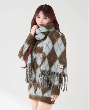 미사용 새상품 다리치 아가일 니트 앙상블 색스 Darich