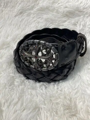 이탈리아제 천연 가죽 가죽 벨트 고딕 크로스 중후한 버클 레드스톤