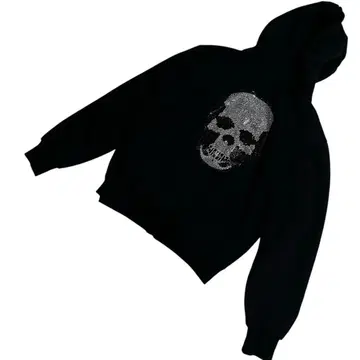 루시안 페라피네의 스컬 스와로브스키 크리스탈 풀 집업 후드티