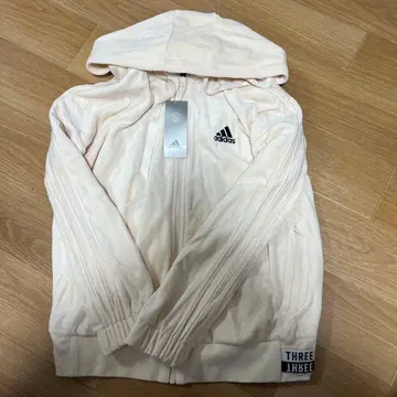 adidas 아이보리 벨로아 집업 후드티 M