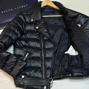 폴로 랄프로렌 다운 자켓 라이더 가죽 벨트 M 블랙