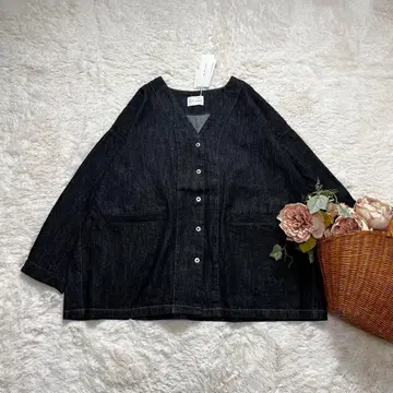 새상품 블리스번치 Bliss bunch 데님 자켓 면린넨 블랙