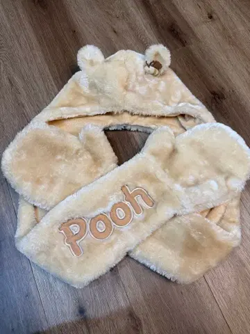 디즈니랜드 디즈니씨 팬캡 푸우 머플러 장갑