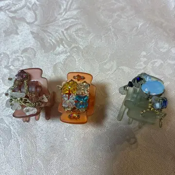 컴플렉스 비즈 헤어 클립 3개 세트