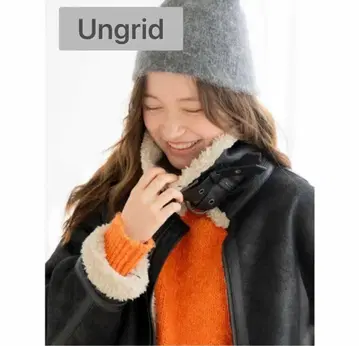 새상품 ungrid 언그리드 페이크 무스탕 보아 블루종 블랙 M