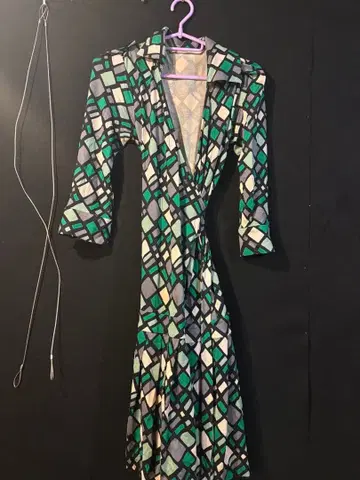 Diane von Furstenberg 기하학 패턴 랩 드레스 S~M