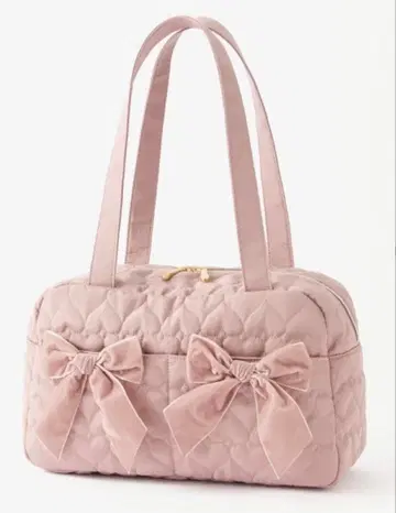 시마무라 아오키 미사코 리본 포함 핑크 퀼팅 보스턴 백