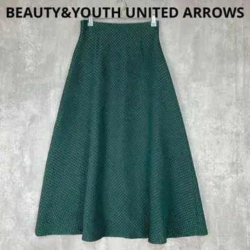 뷰티 앤 유스 퀼트 플레어 스커트 그린 봄/가을 자카드
