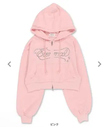 SPINNS 쭈리 숏 기장 지퍼 후드티 큐빅 핑크 아우터