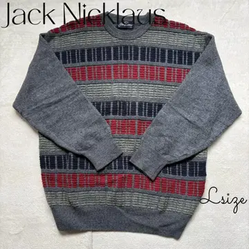 Jack Nicklaus 보더 니트 상의 스웨터 그레이 구제 의류