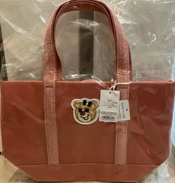 페이러 곰 자수 포함 핑크 올드 테디걸 와펜 토트백