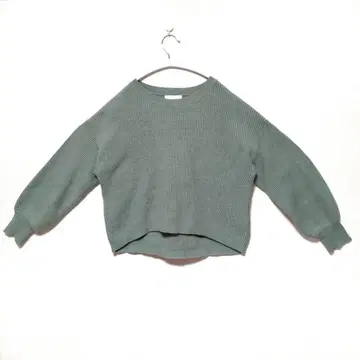 글로벌 워크 XS 오버 사이즈 리브 그린 긴팔 스웨터