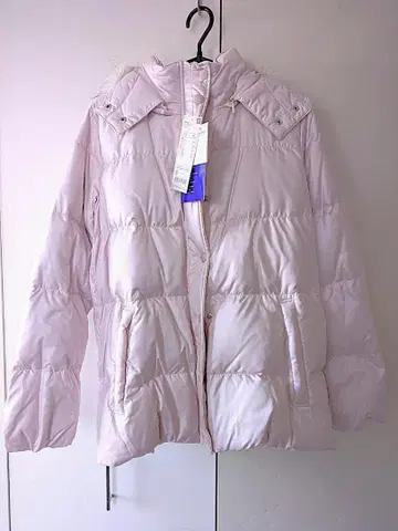 미사용 새상품 유니클로 핑크 다운 자켓 후드 부착 여성용 S 택 포함