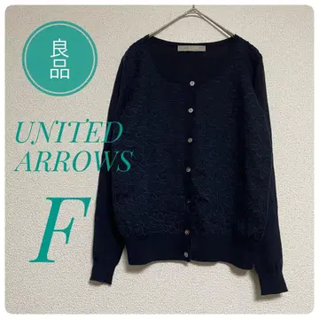 [ 유나이티드 애로우즈 ] 꽃무늬 자수 가디건 네이비