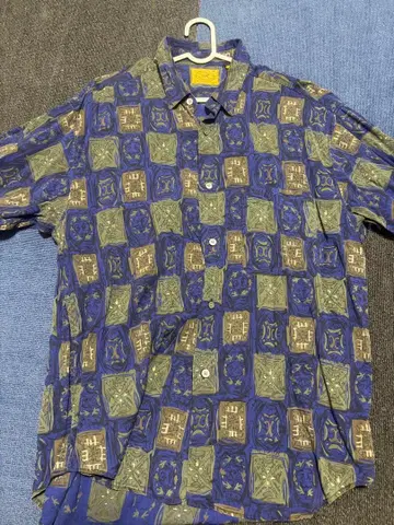 기하학 패턴 반팔 하와이안 셔츠