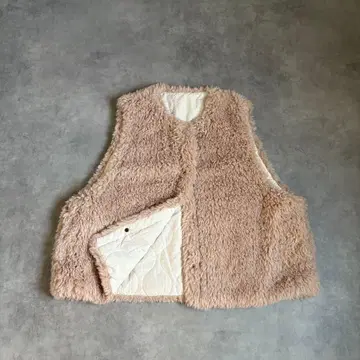 JaVa 리버서블 베스트 화이트 베이지 복슬복슬 보아 베스트