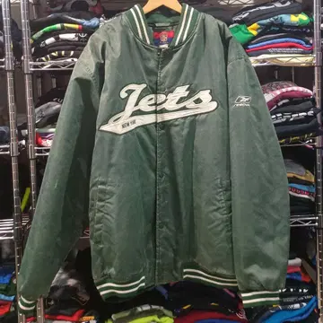 빈티지 USA 구제 의류 리복 NFL 뉴욕 제츠 충전솜 바시티 자켓