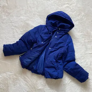 지유 GU 후드 부착 다운 자켓 블루 아우터 S 사이즈