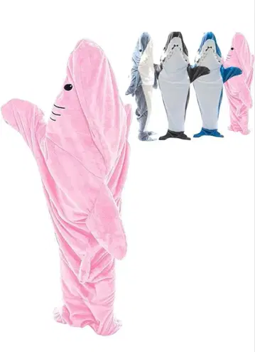 상어형 입는 담요 핑크 상어 핏 인형옷 침낭 상어 파자마 입는 담요