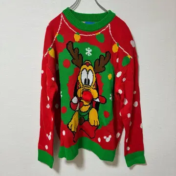 도쿄 디즈니 리조트 플루토 패턴 크리스마스 니트 M 사이즈 크리스마스