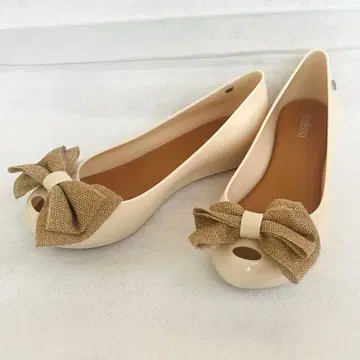 melissa 발레 슈즈 펌프스 베이지 리본 22cm 러버