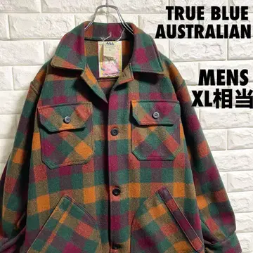 호주산 울 코트 자켓 체크 무늬 남성용 XL 사이즈 상당
