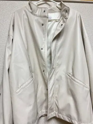 빅 실루엣 드롭 숄더 가죽 블루종