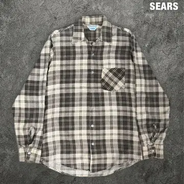 SEARS 80s 빈티지 프린트 체크 셔츠 시어스 프리넬