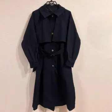 네이비 롱 트렌치코트 폴리에스테르 M