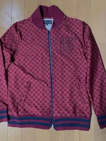 ZOY 빨간색 체크 무늬 집업 자켓