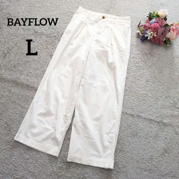 베이플로우 와이드 팬츠 화이트 L 코듀로이 스트레치 턱 042