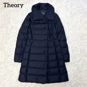 띠어리 MALI NURVE 롱 다운 코트 미 실루엣 네이비