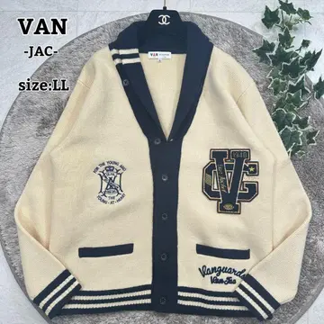 [ VAN ] 숄카라 가디건 와펜 자수 로고 버튼 LL