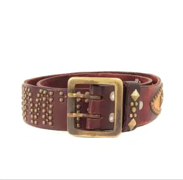 TMT 티엠티 벨트 브라운 스타 스터드 가죽 기무라 타쿠야 L