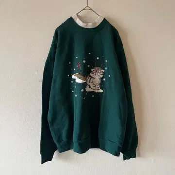 90s 고퍼 스포트 카라 부착 하이넥 맨투맨 크리스마스 USA제