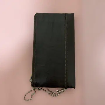 블랙 가죽 접이식 지갑