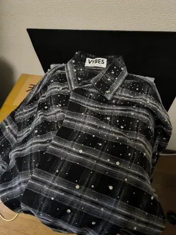 Rhinestone Plaid Long SleeveShirt Jacket
