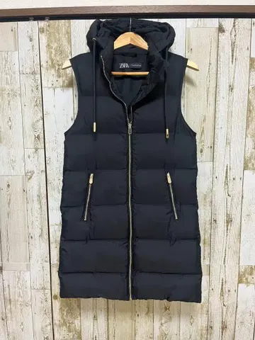 ZARA 롱 다운 베스트 XS 블랙