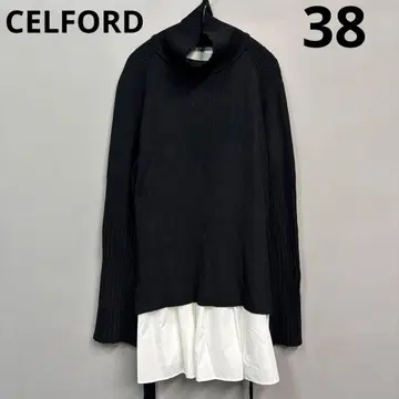 CELFORD 터틀넥 레이어드 니트 M 38 페플럼