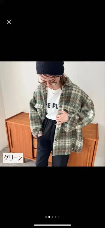 zena 오버 사이즈 체크 셔츠 자켓 그린 새상품