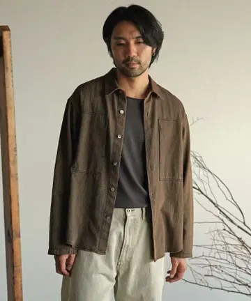 shiun C/L DENIM SHIRT FADE BROWN M 사이즈