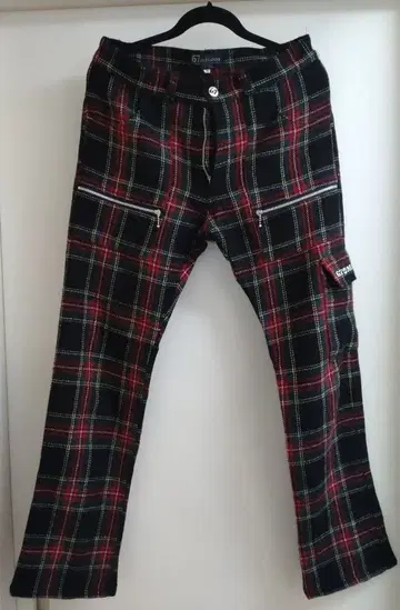 67미션 체크 무늬 지퍼 팬츠 M 사이즈