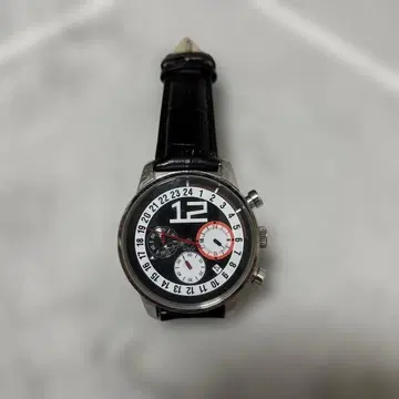 D&G 손목시계/TIME 크로노그래프/아날로그/가죽/블랙/화이트