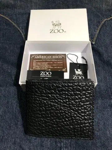 ZOO 아메리칸 바이슨 블랙 접이식 지갑 천연 가죽