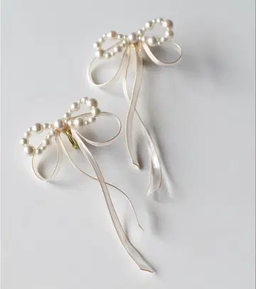 belle ribbon 펄 리본 귀걸이