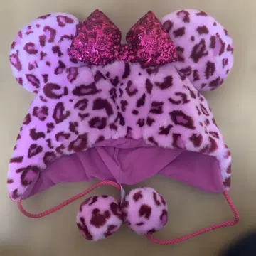 디즈니 핑크 레오파드 무늬 팬캡