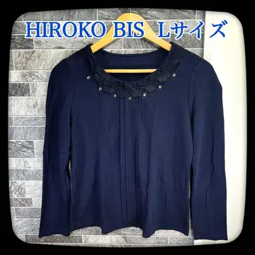 HIROKO BIS 긴팔 셔츠 비쥬 리본 네이비 11호 L
