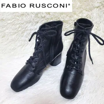고품질 파비오 루스코니 레이스업 부츠 사이드 지퍼 청키힐